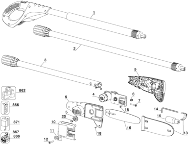 Default Diagram and Parts List for NPP2018B Type 1 Black and Decker Pole Saw